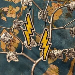 Shocking Beaded Lightening Bolt Earrings Earrings